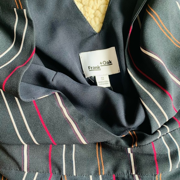 Frank & Oak Multistriped V-Neck Jumpsuit in Navy - Picture 4 of 5